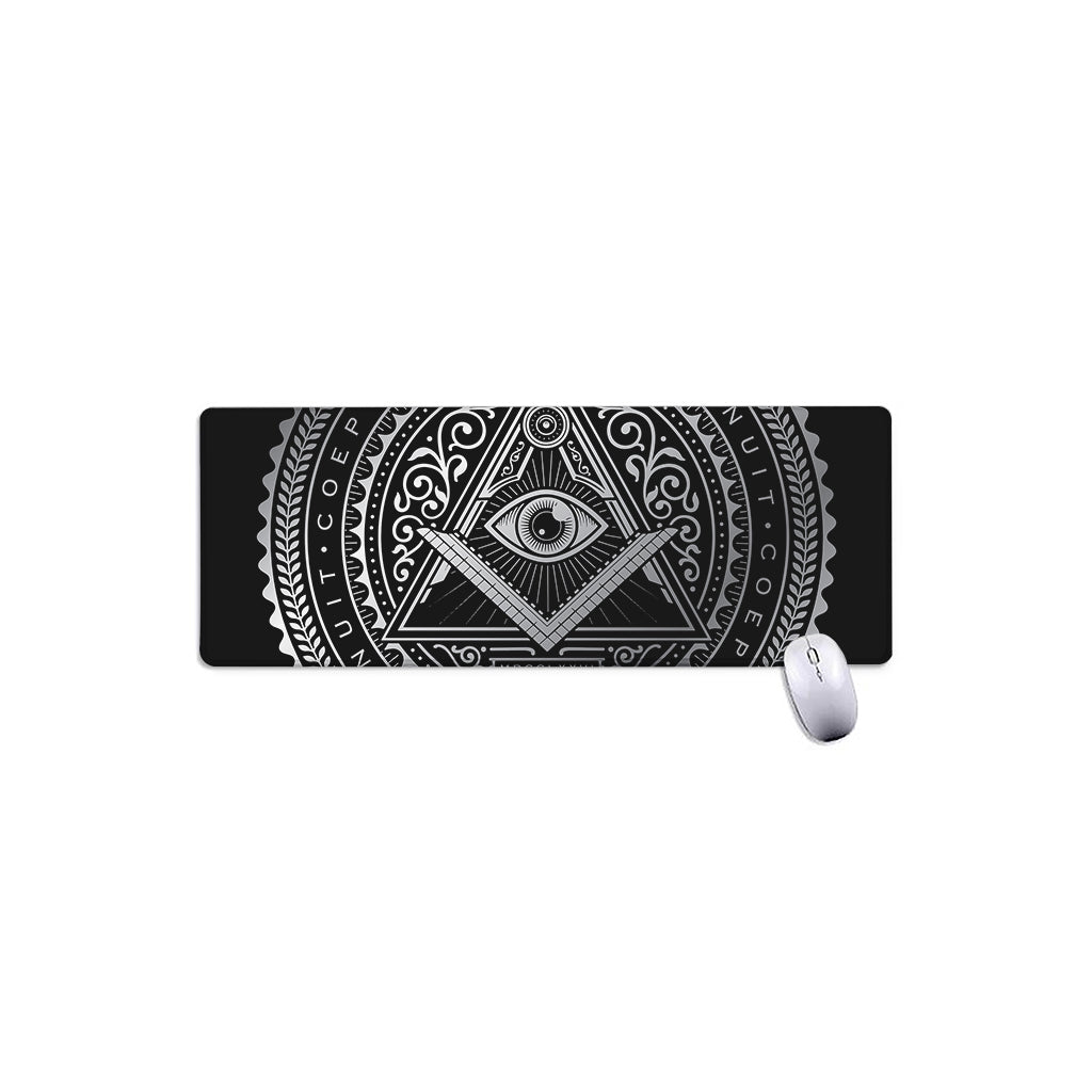Silver And Black All Seeing Eye Print Extended Mouse Pad