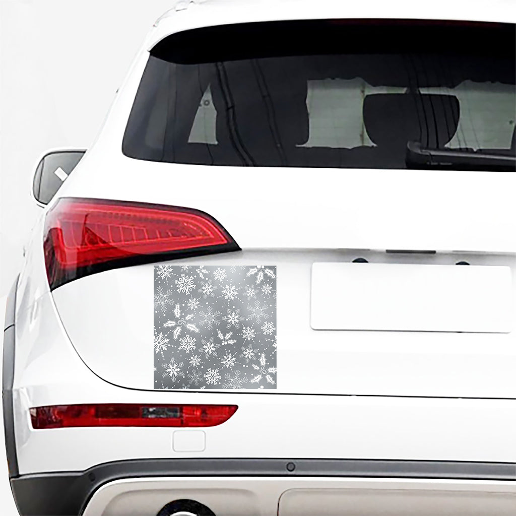Silver And White Snowflake Pattern Print Car Sticker