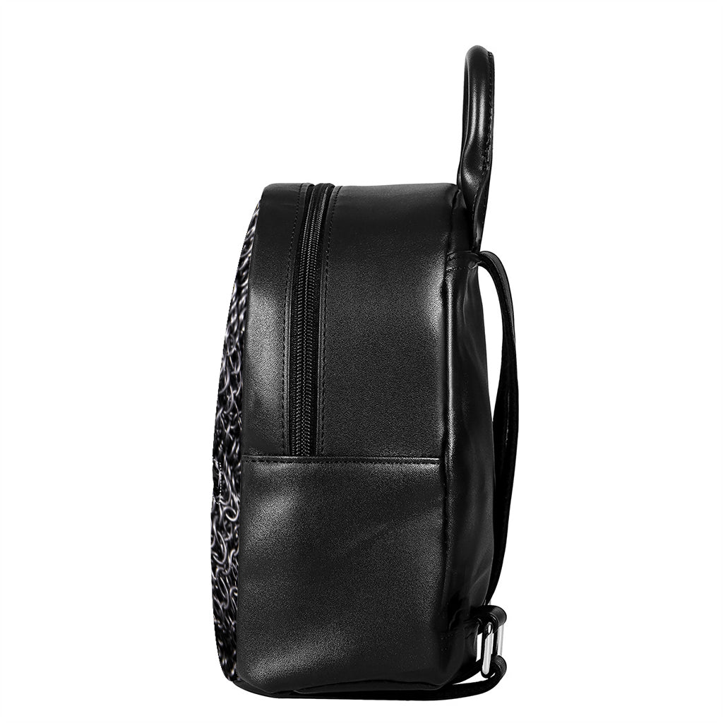 Silver Chainmail Print Leather Backpack
