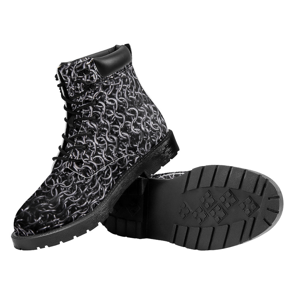 Silver Chainmail Print Work Boots