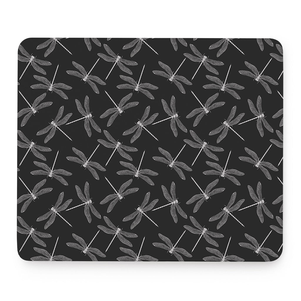 Silver Dragonfly Pattern Print Mouse Pad