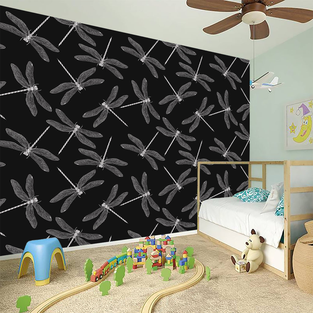 Silver Dragonfly Pattern Print Wall Sticker