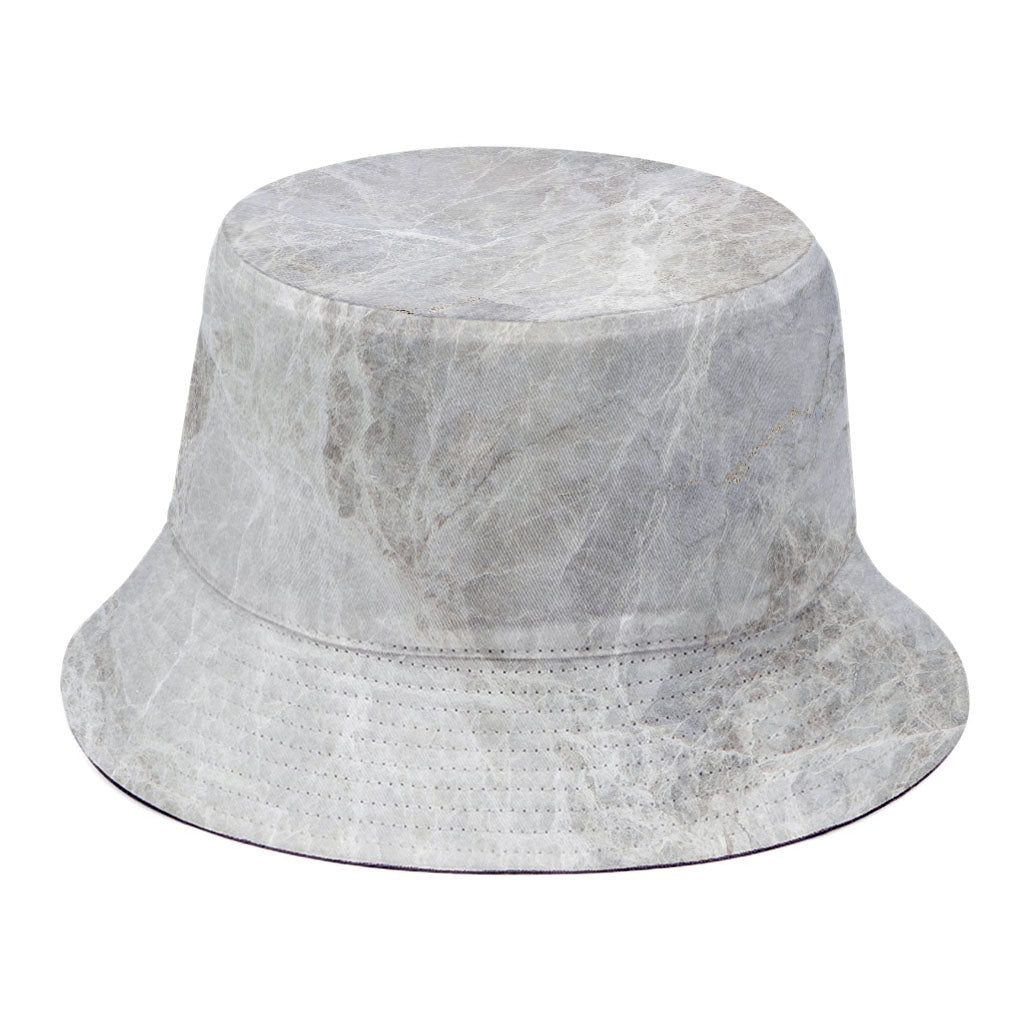 Silver Grey Marble Print Bucket Hat