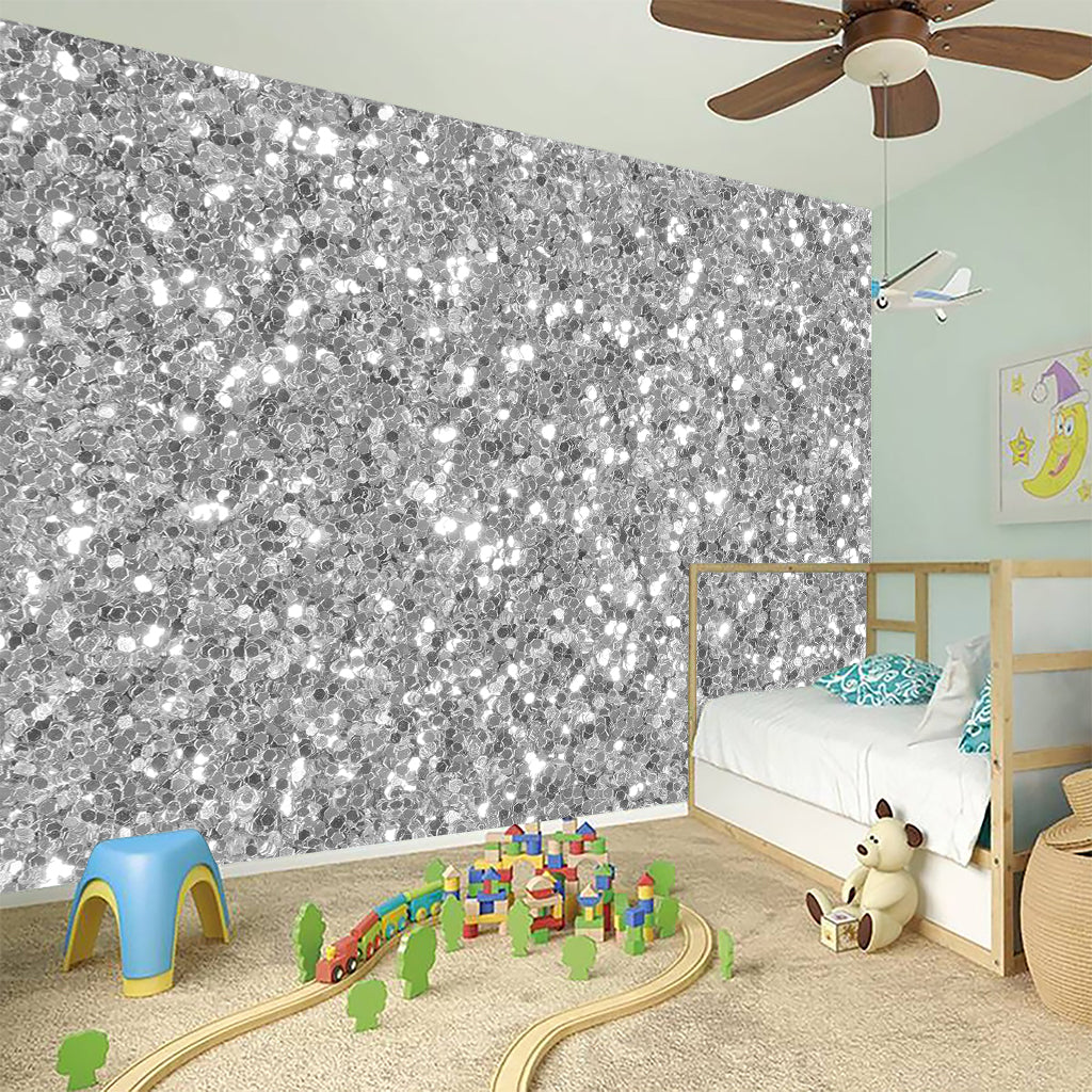 Silver (NOT Real) Glitter Print Wall Sticker