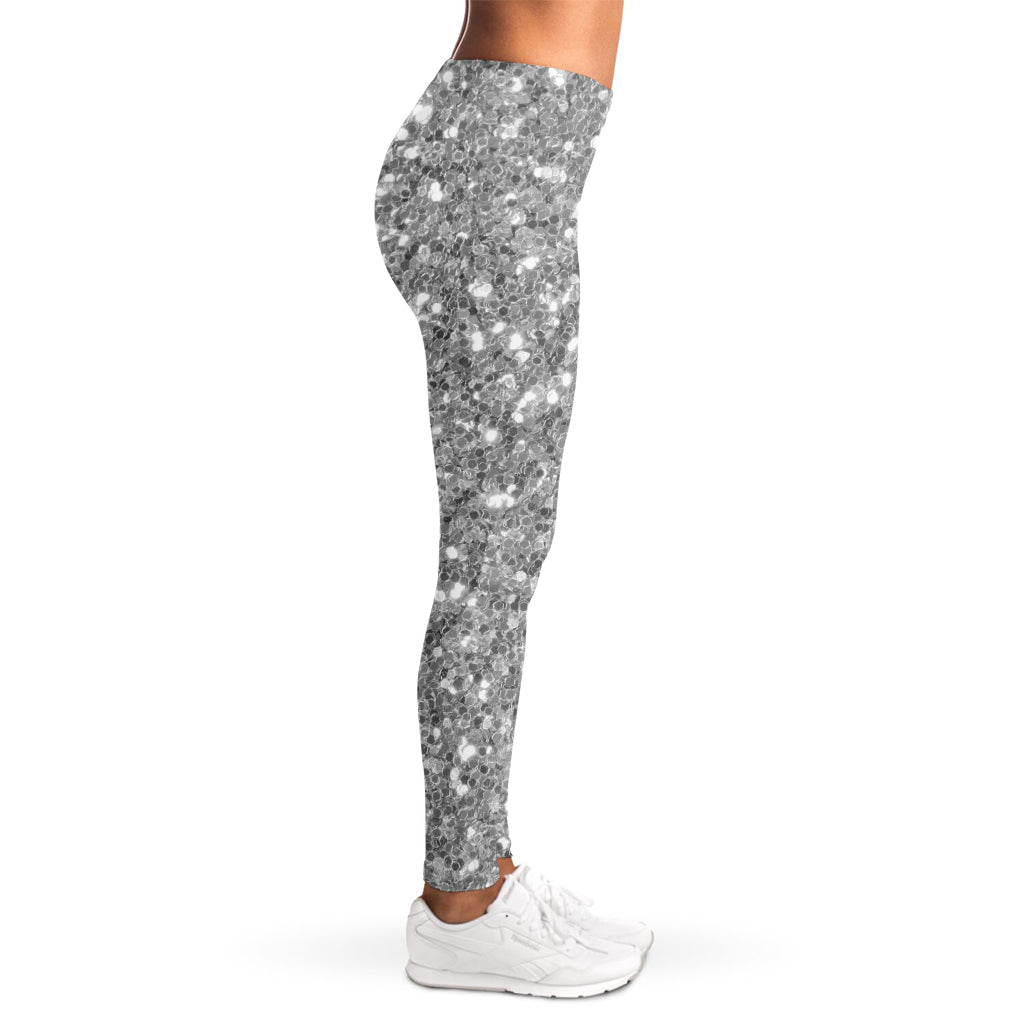 Silver (NOT Real) Glitter Print Women's Leggings