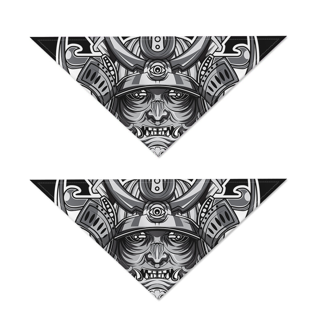 Silver Samurai Mask Print Dog Bandana
