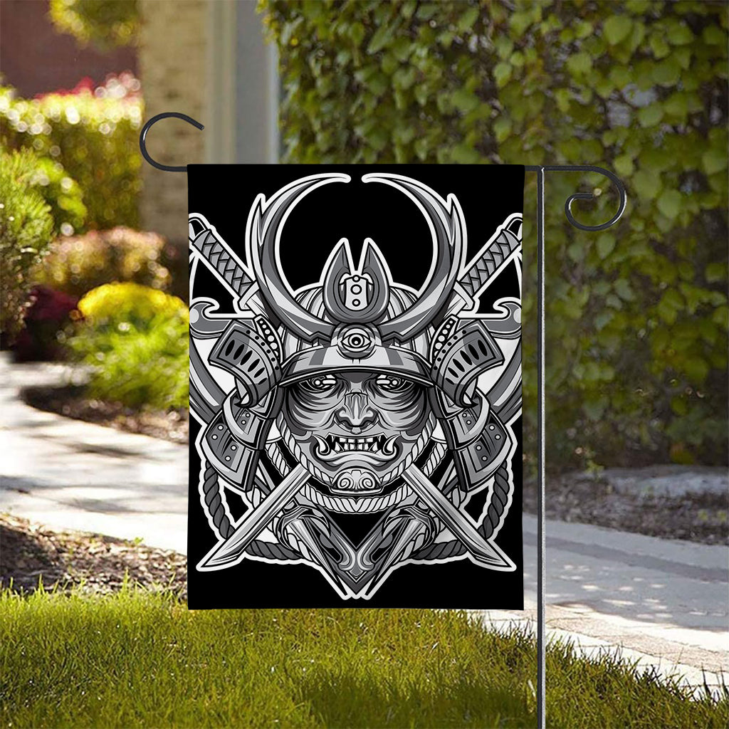 Silver Samurai Mask Print House Flag