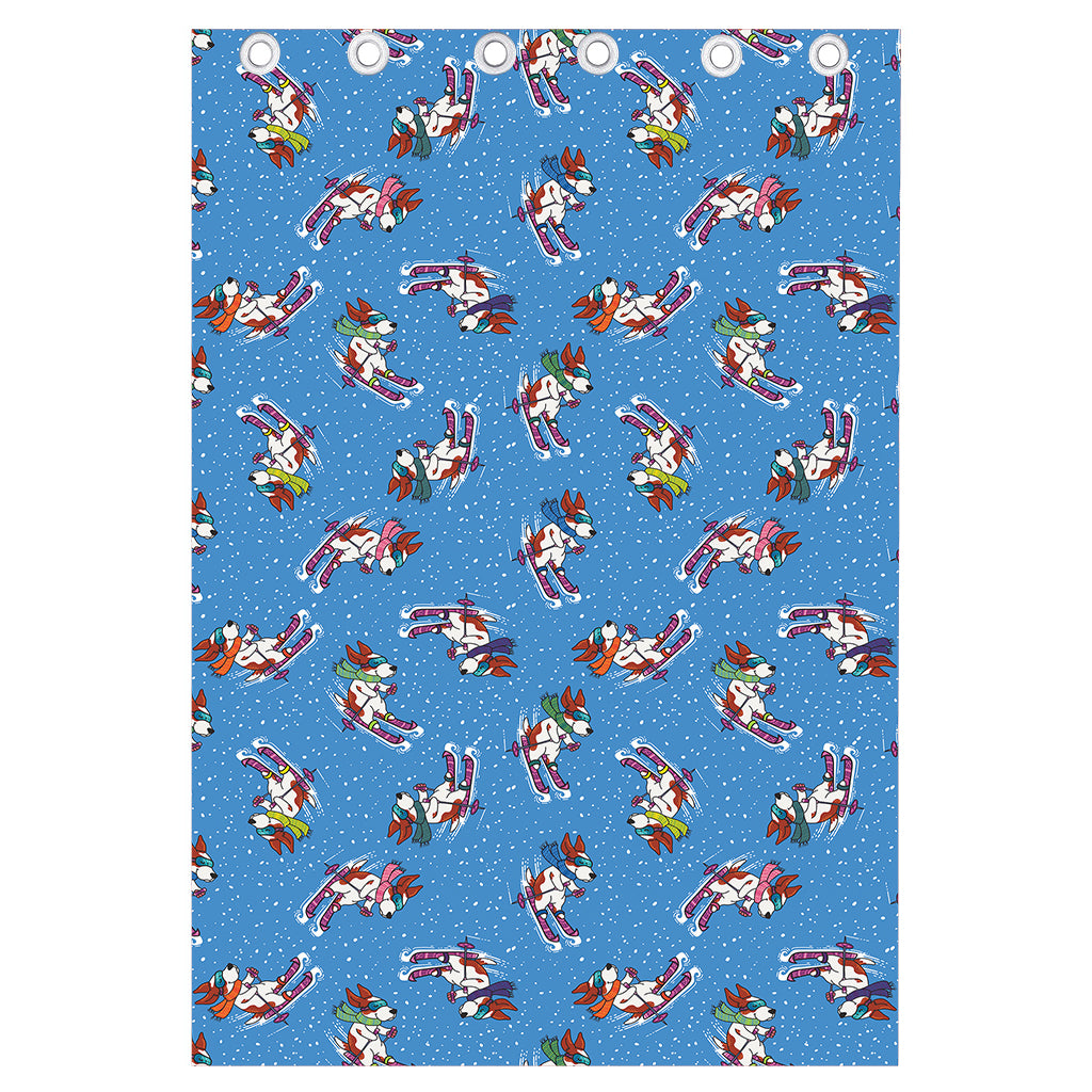 Skiing Dog Pattern Print Curtain