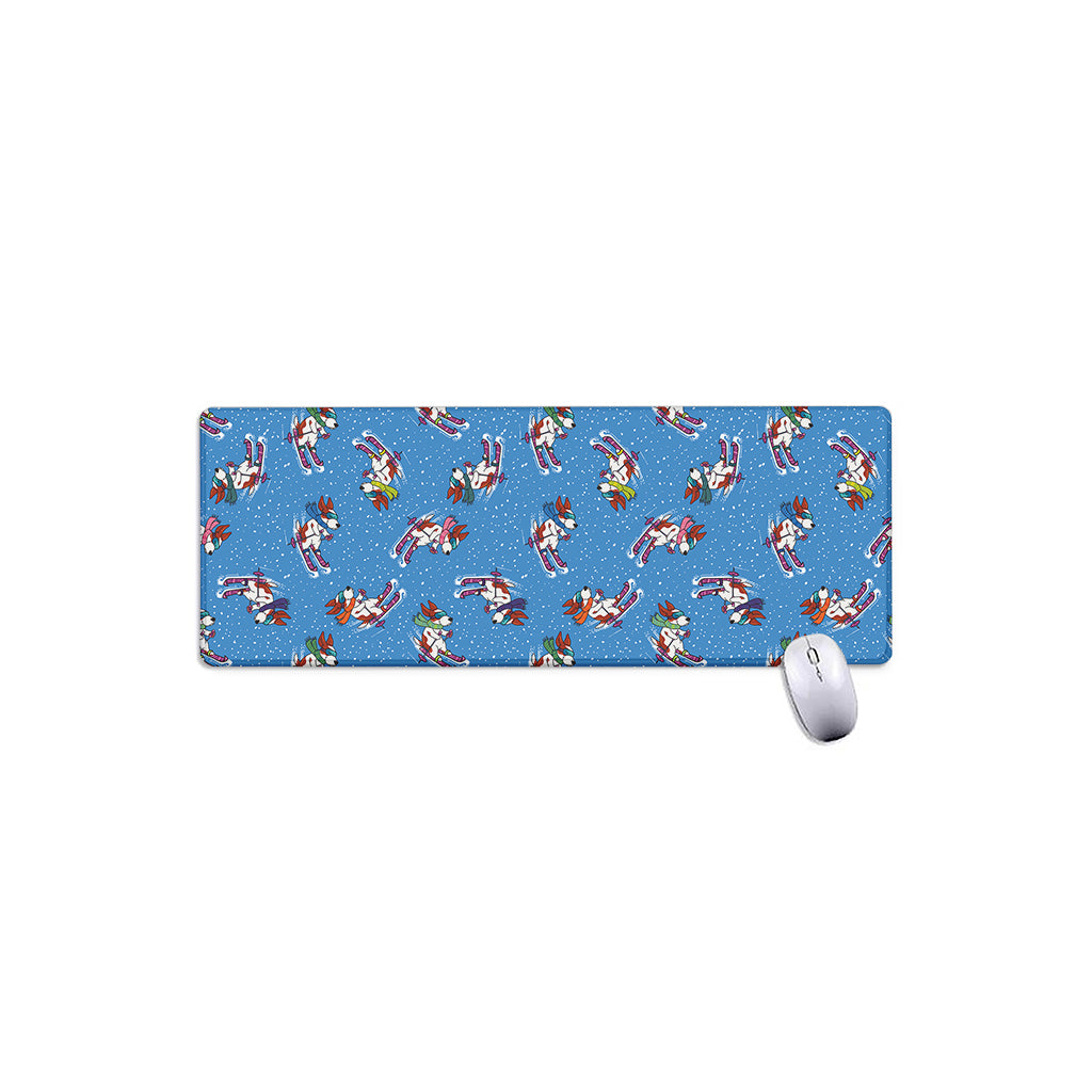 Skiing Dog Pattern Print Extended Mouse Pad