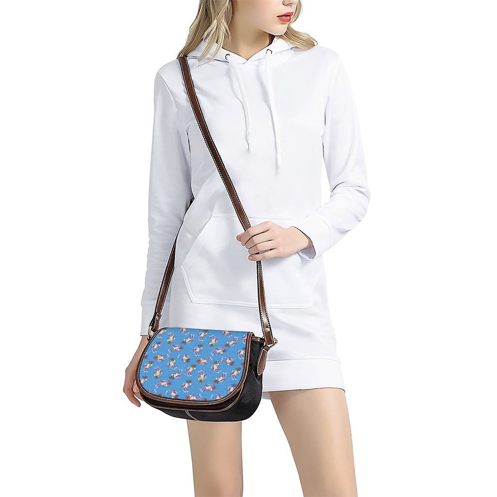 Skiing Dog Pattern Print Saddle Bag