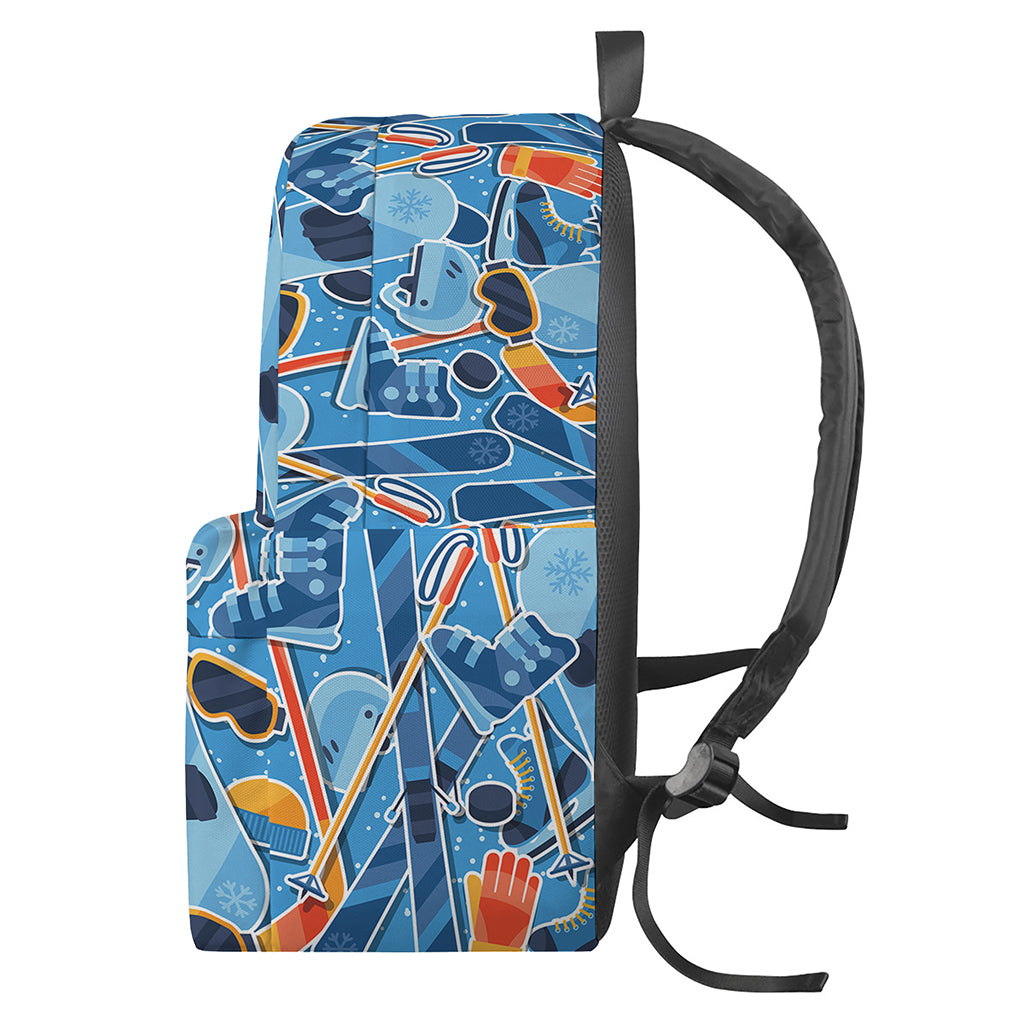 Skiing Equipment Pattern Print Backpack