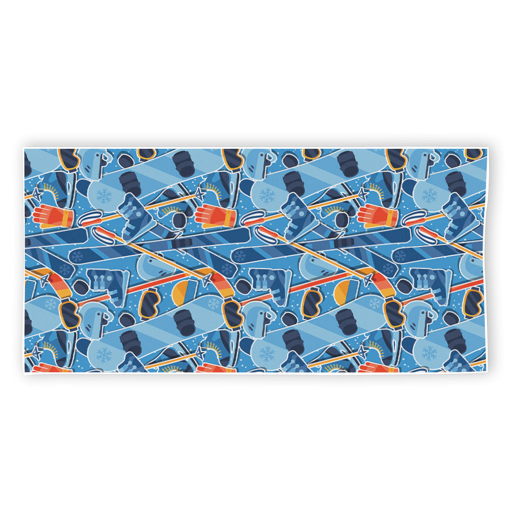 Skiing Equipment Pattern Print Beach Towel