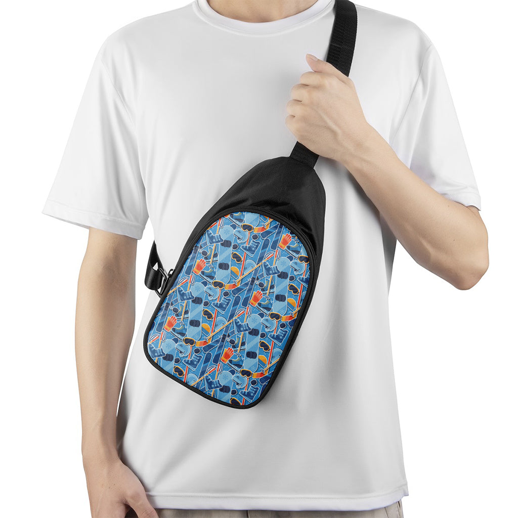 Skiing Equipment Pattern Print Chest Bag