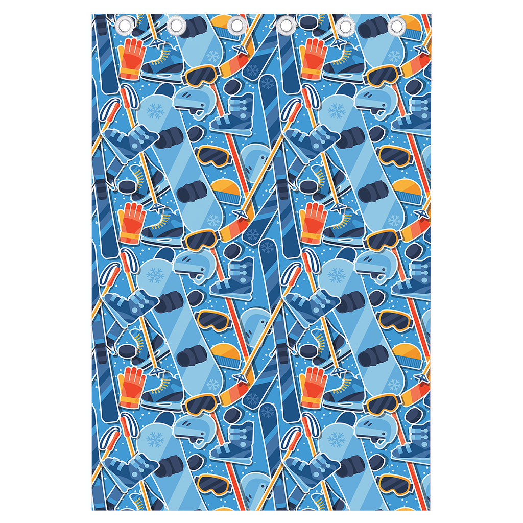 Skiing Equipment Pattern Print Curtain