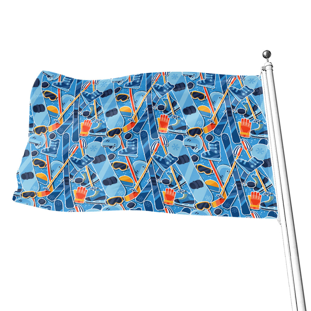 Skiing Equipment Pattern Print Flag