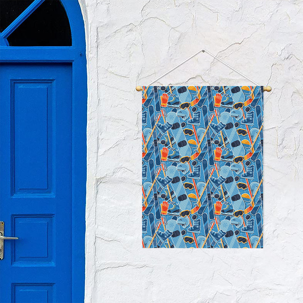 Skiing Equipment Pattern Print Garden Flag