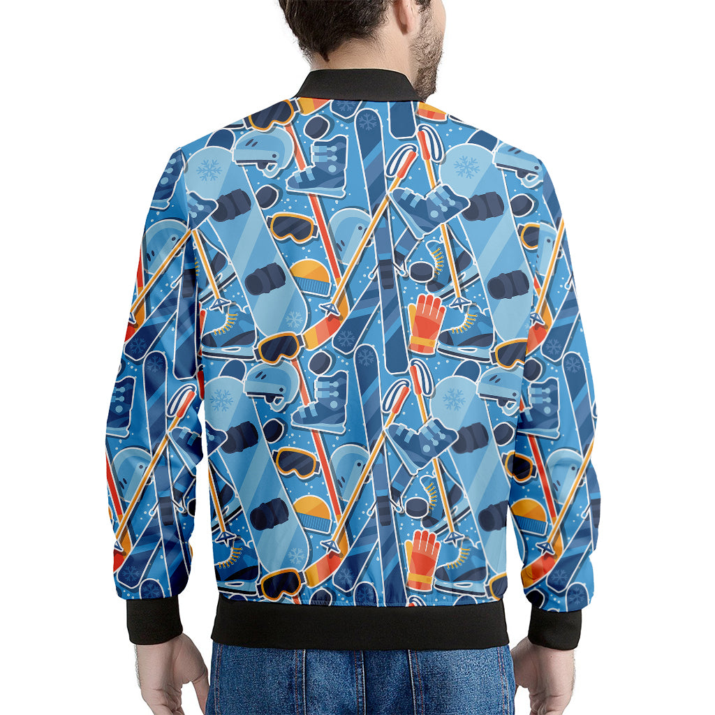 Skiing Equipment Pattern Print Men's Bomber Jacket