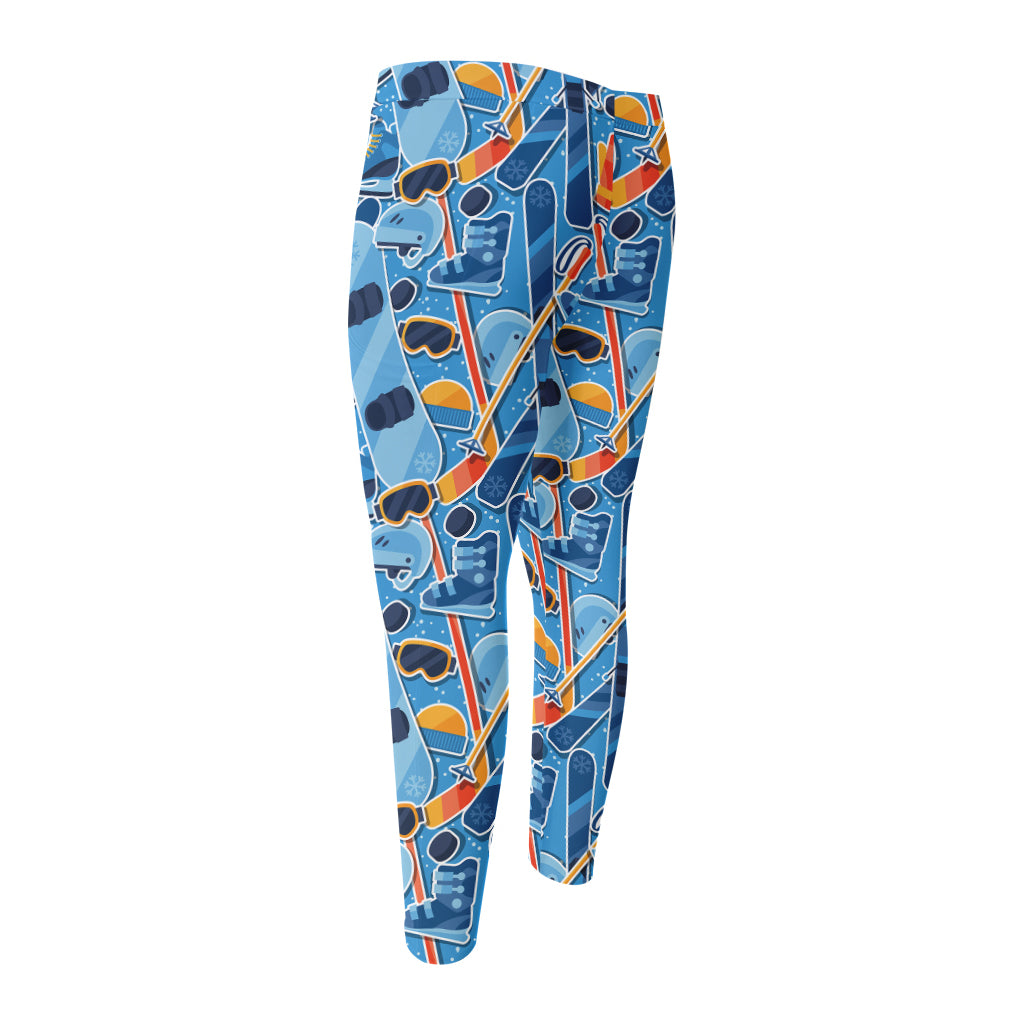 Skiing Equipment Pattern Print Men's Compression Pants