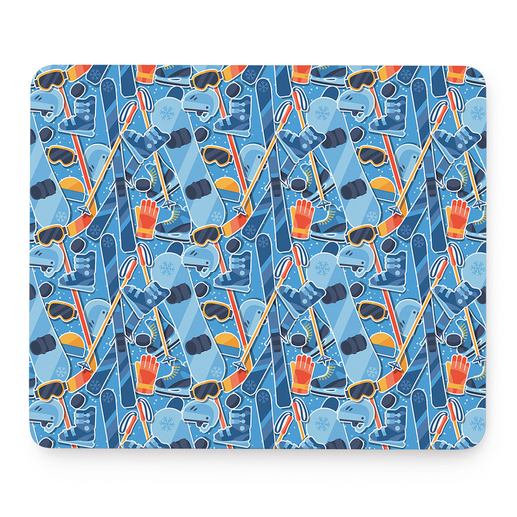 Skiing Equipment Pattern Print Mouse Pad