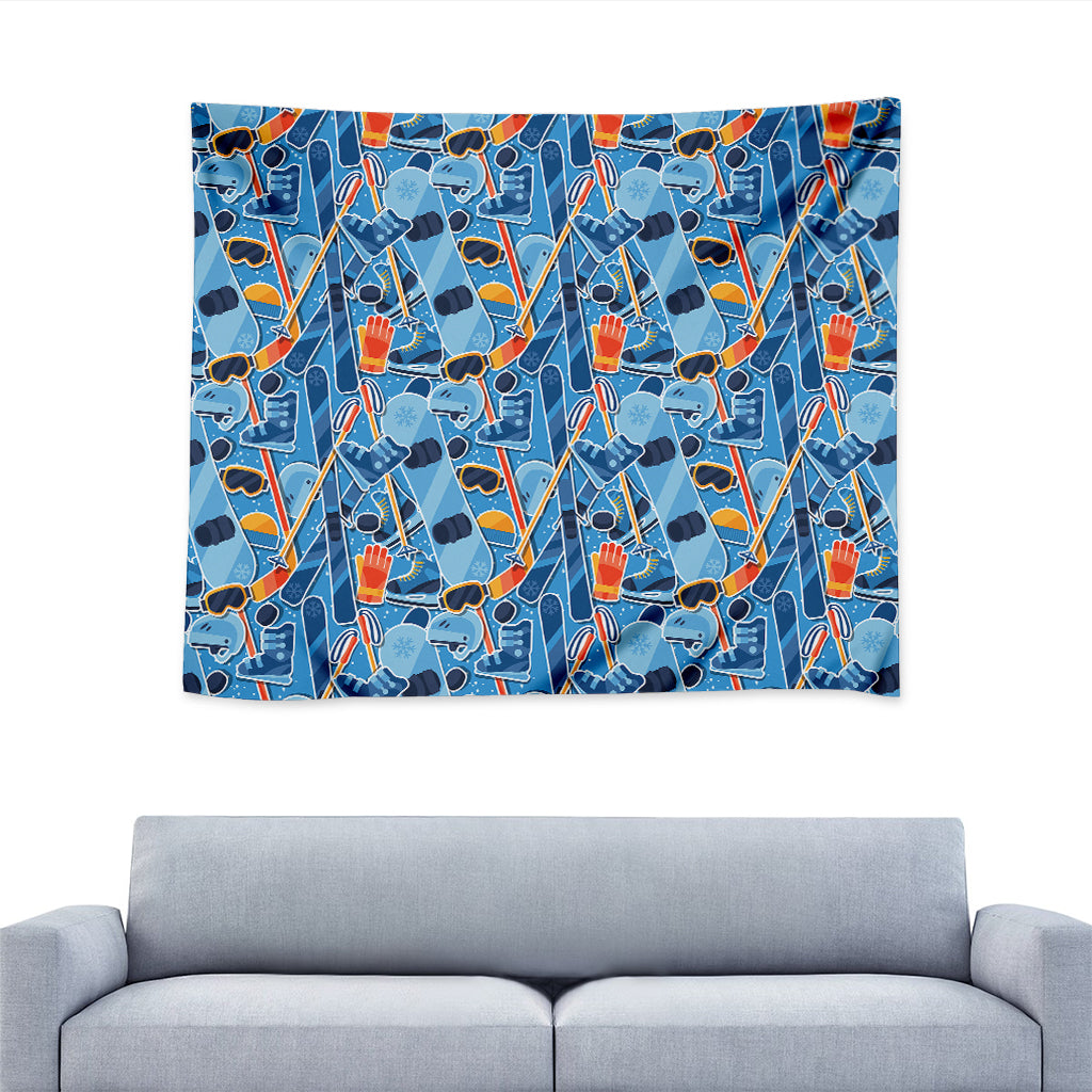 Skiing Equipment Pattern Print Tapestry