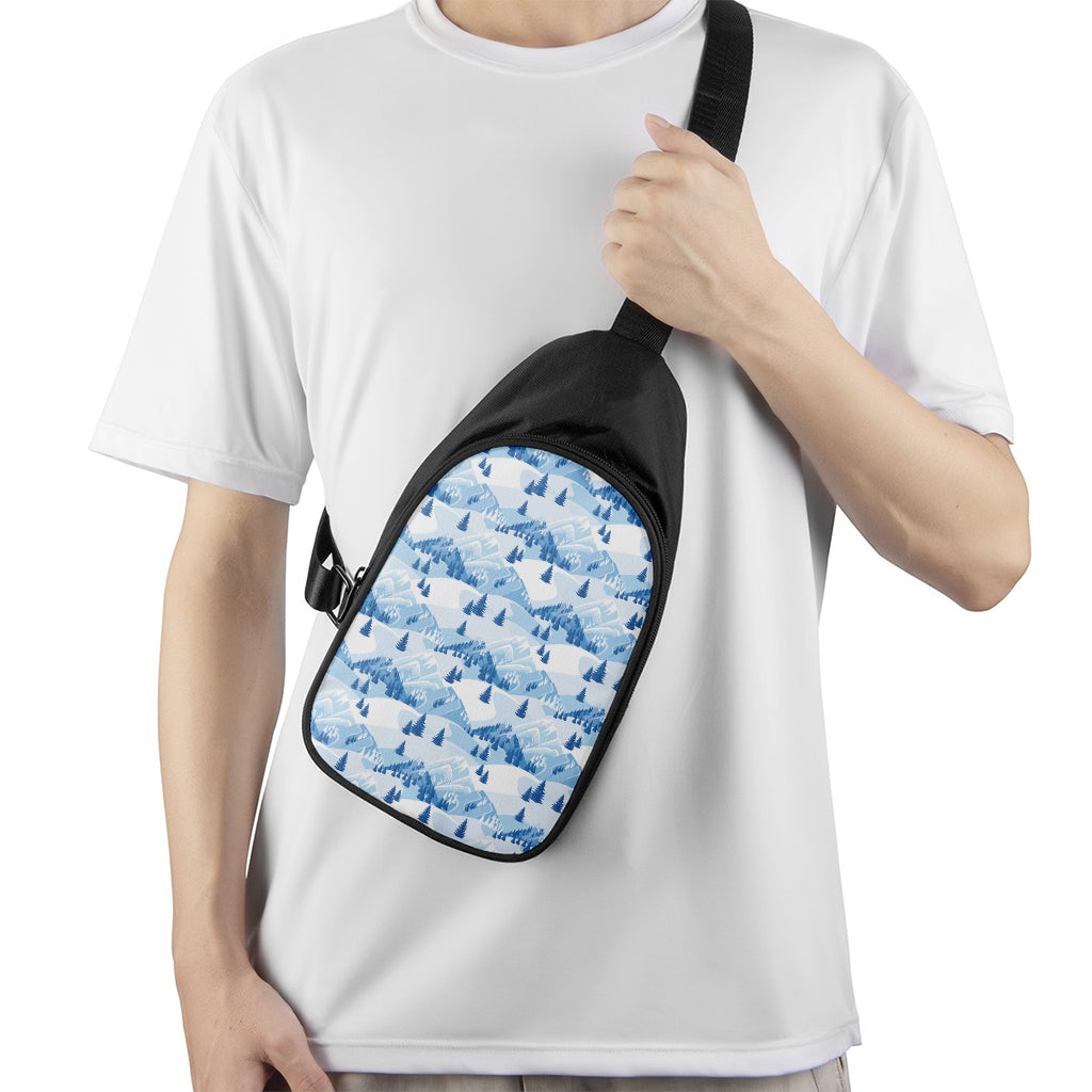 Skiing Mountain Print Chest Bag