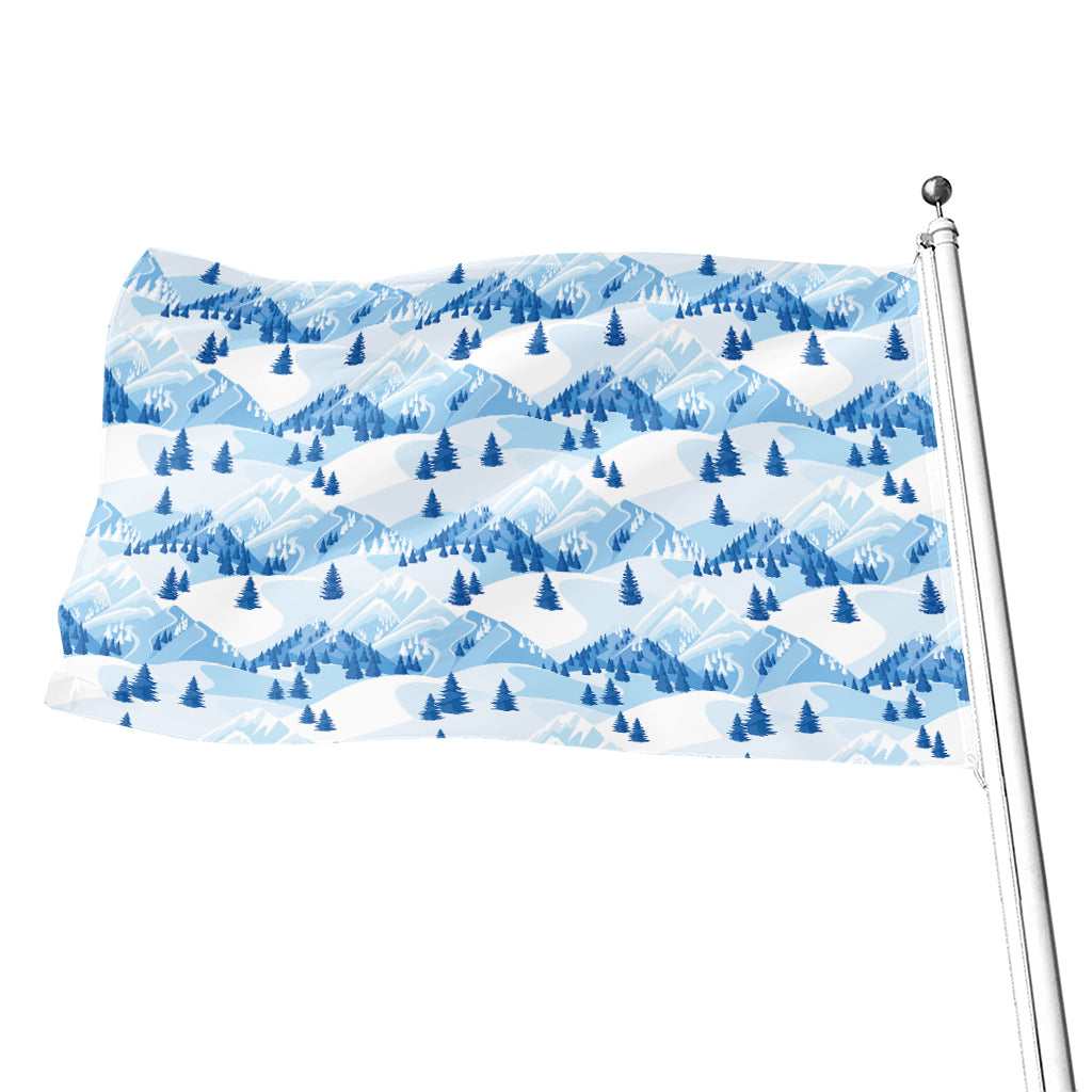 Skiing Mountain Print Flag