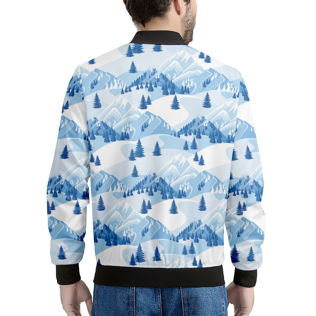 Skiing Mountain Print Men's Bomber Jacket
