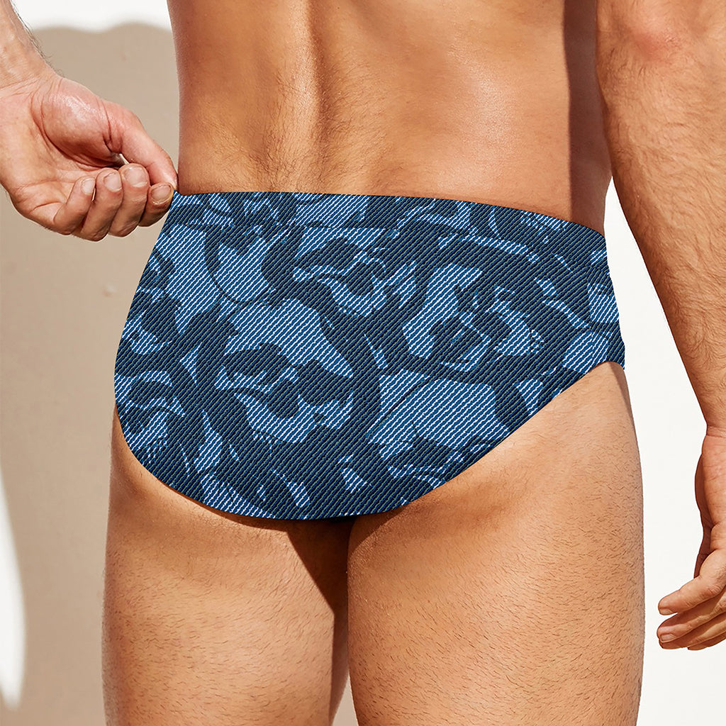 Skull Denim Jeans Pattern Print Men's Swim Briefs