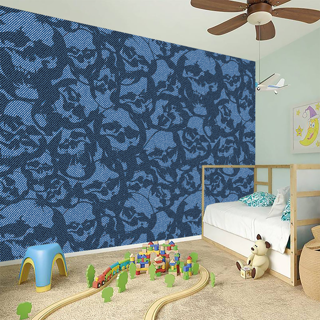 Skull Denim Jeans Pattern Print Wall Sticker