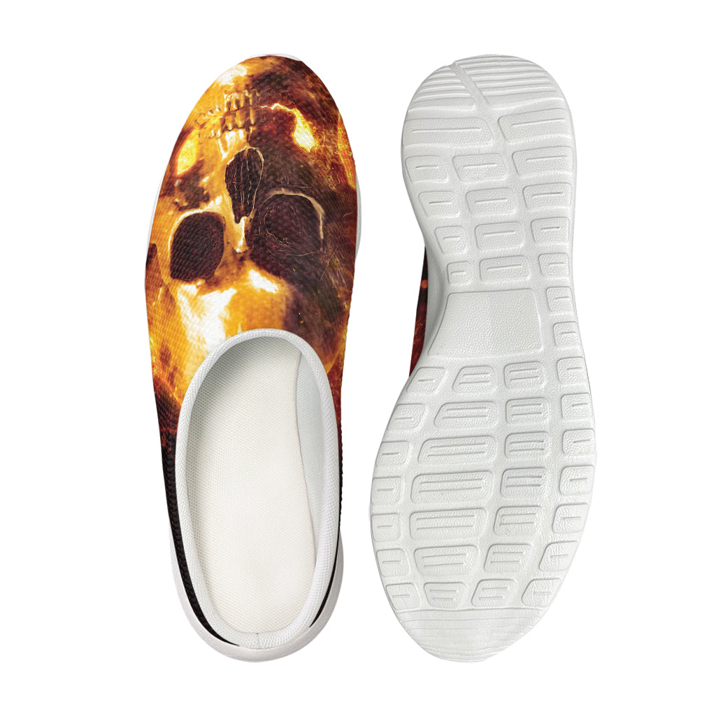 Skull In Flames Print Mesh Casual Shoes