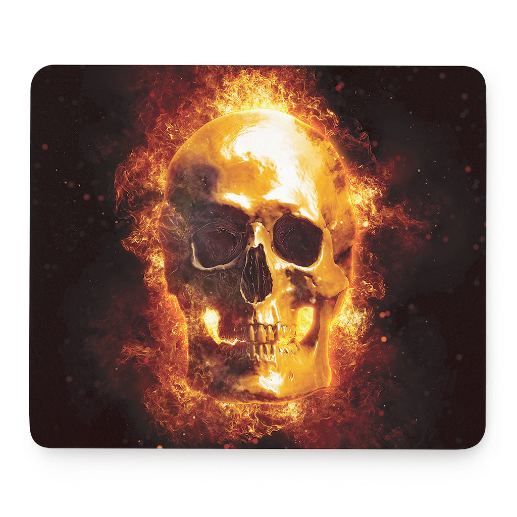 Skull In Flames Print Mouse Pad