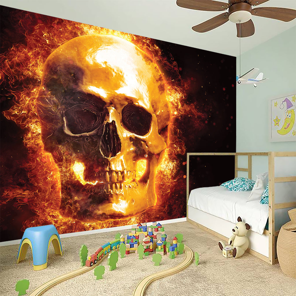 Skull In Flames Print Wall Sticker