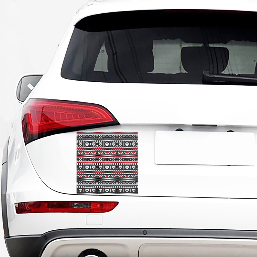 Skull Knitted Pattern Print Car Sticker