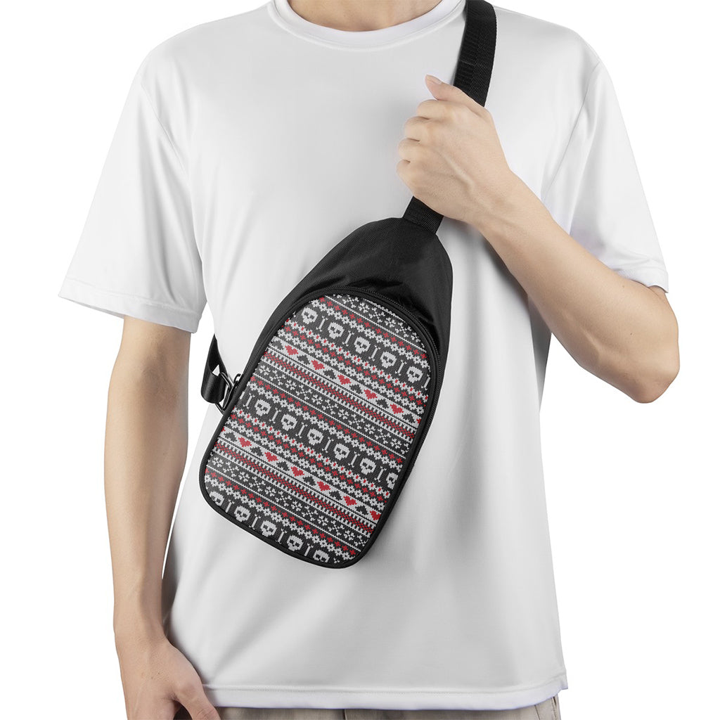 Skull Knitted Pattern Print Chest Bag