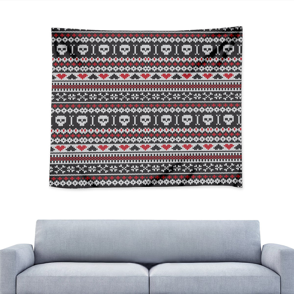 Skull Knitted Pattern Print Tapestry
