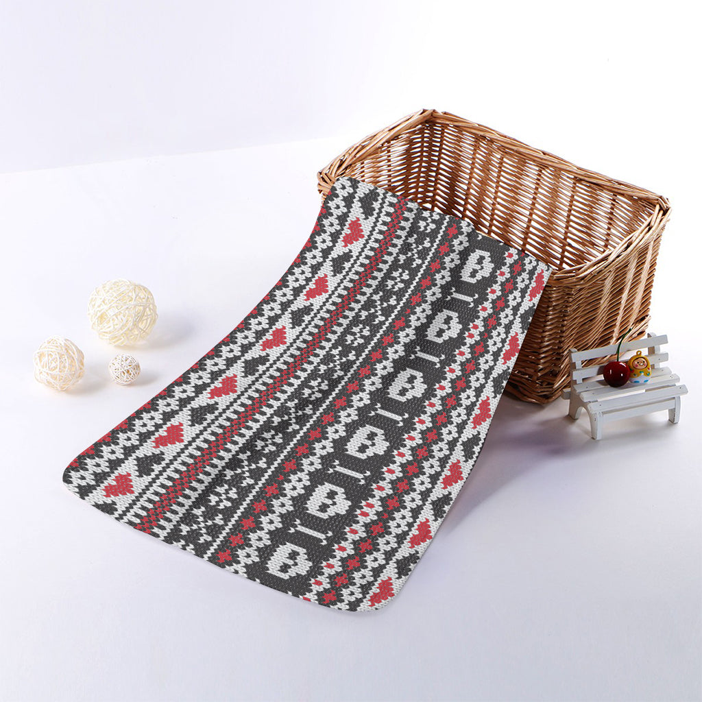 Skull Knitted Pattern Print Towel