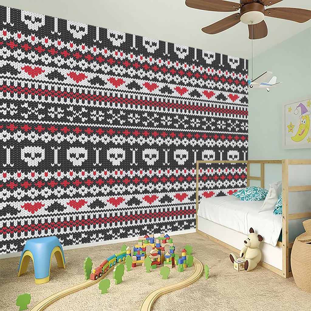 Skull Knitted Pattern Print Wall Sticker