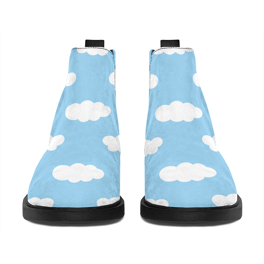 Sky Cloud Pattern Print Flat Ankle Boots