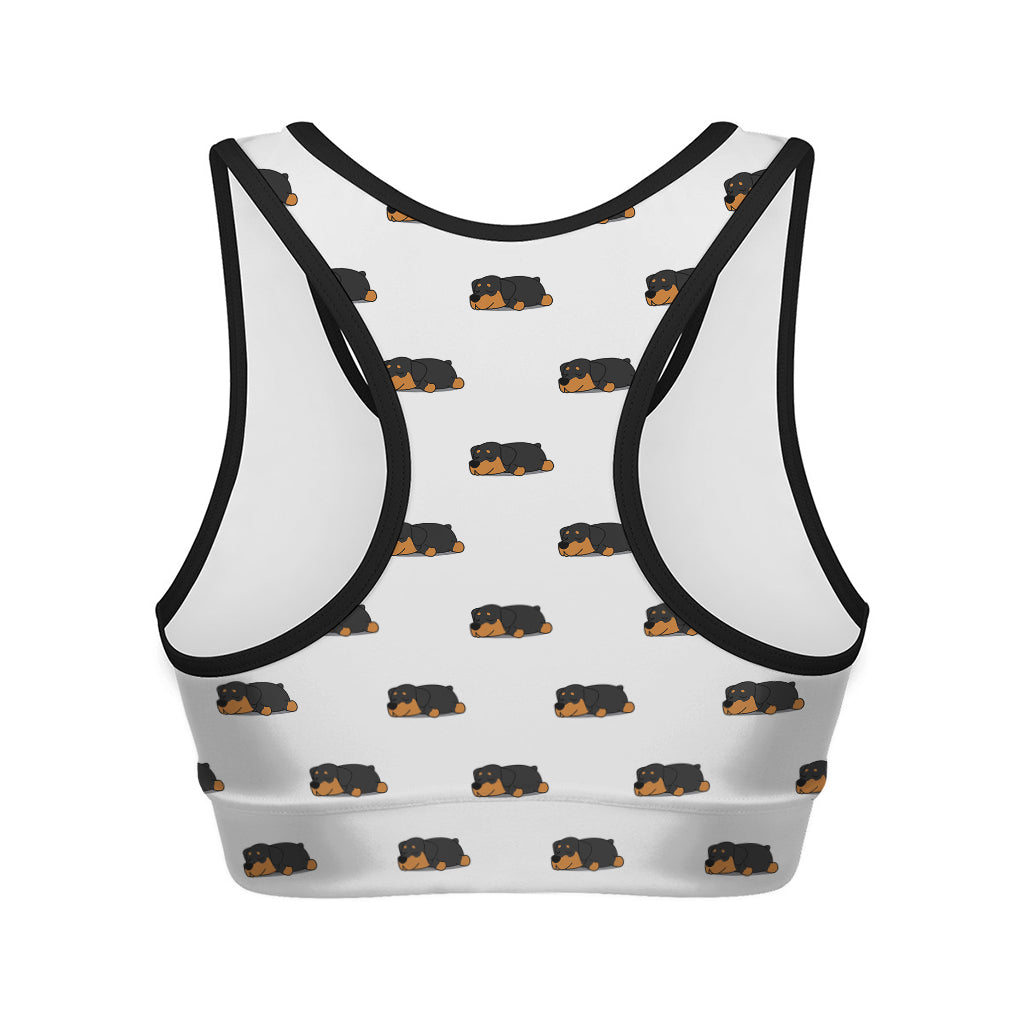 Sleeping Rottweiler Pattern Print Women's Sports Bra