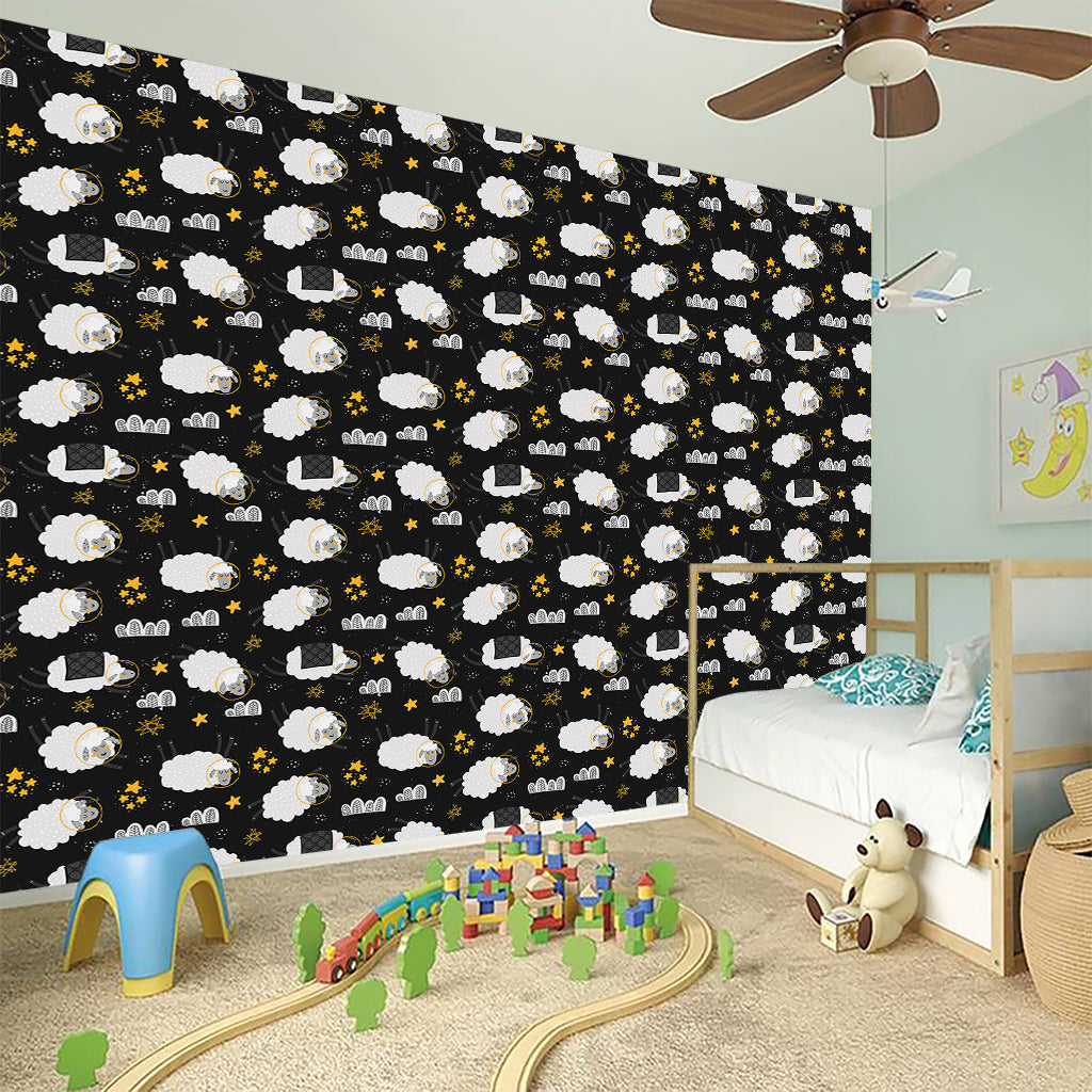 Sleeping Sheep Pattern Print Wall Sticker