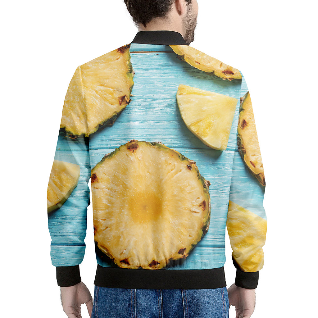 Sliced Pineapple Print Men's Bomber Jacket