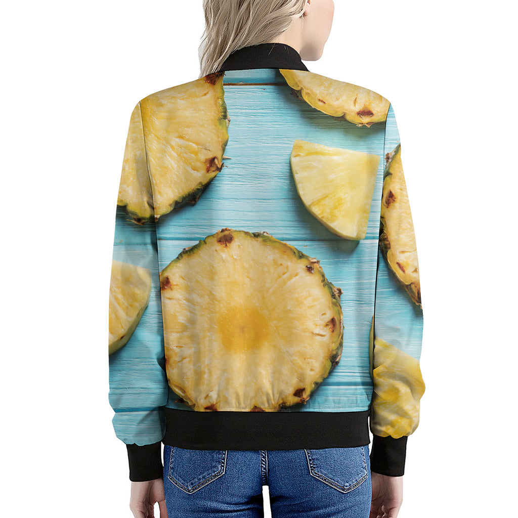 Sliced Pineapple Print Women's Bomber Jacket