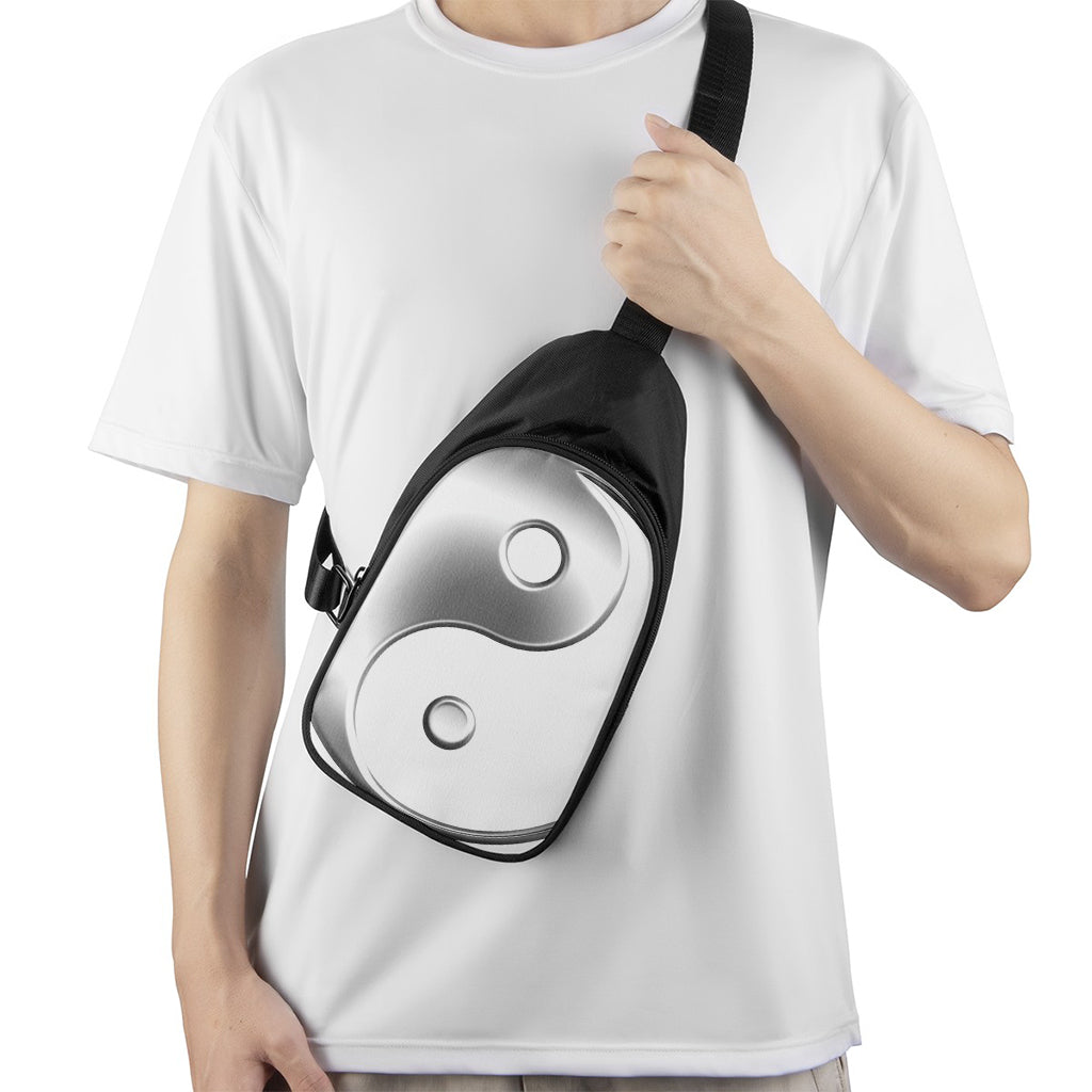 Sliver And White Yin Yang Print Chest Bag