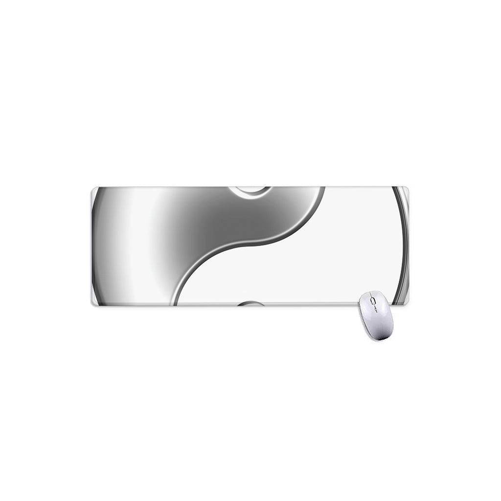Sliver And White Yin Yang Print Extended Mouse Pad
