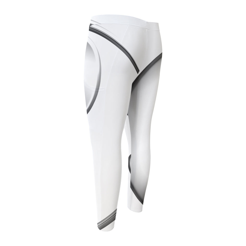 Sliver And White Yin Yang Print Men's Compression Pants