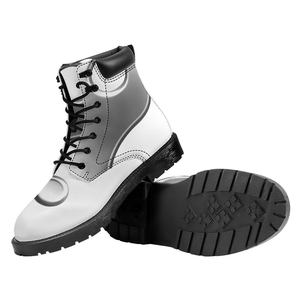 Sliver And White Yin Yang Print Work Boots