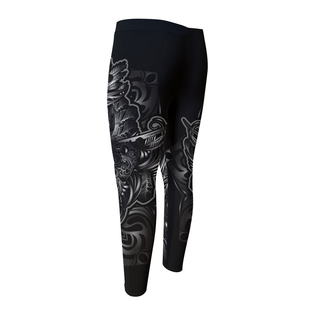 Sliver Spiritual Owl Print Men's Compression Pants