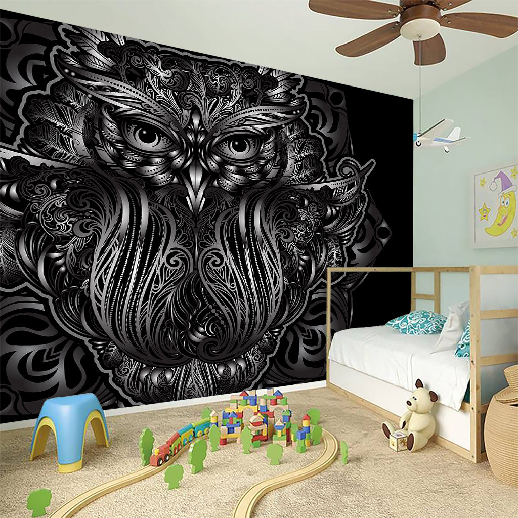 Sliver Spiritual Owl Print Wall Sticker