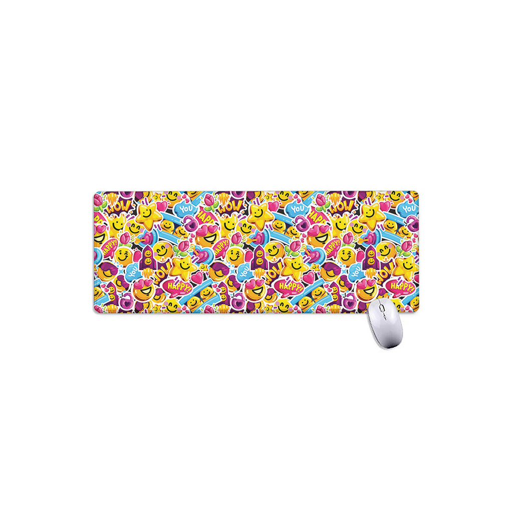 Smiley Faces Emoji Pattern Print Extended Mouse Pad