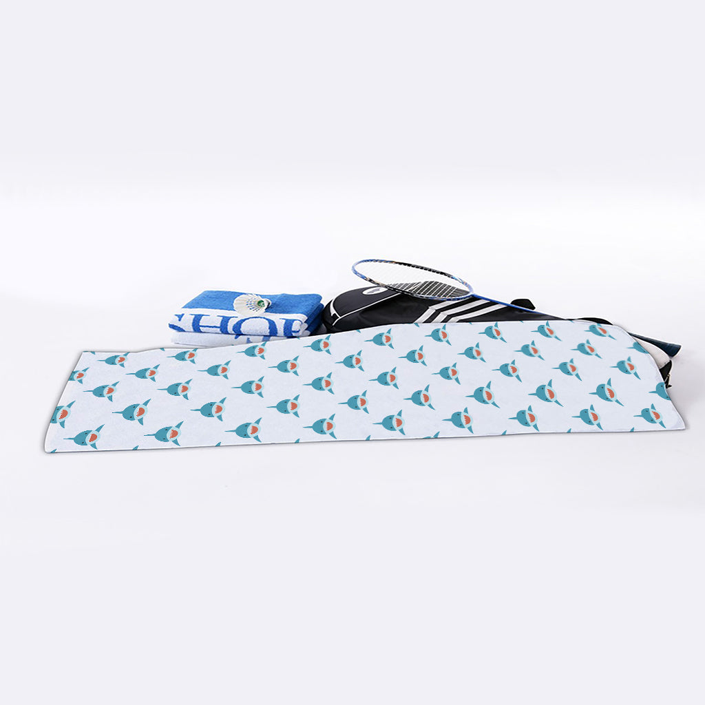 Smiley Shark Pattern Print Sports Towel